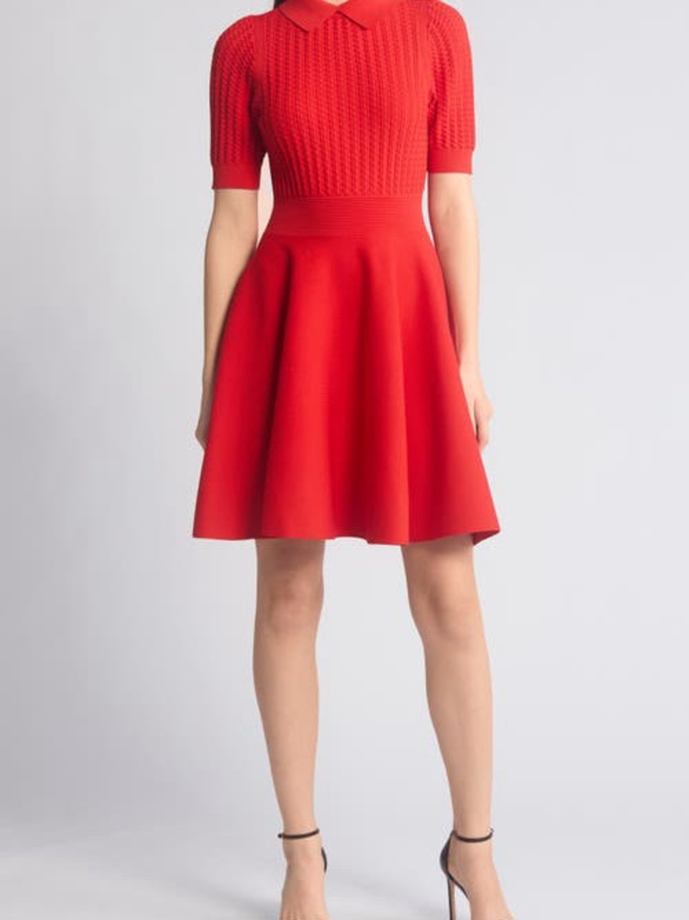Ted Baker Bright Red Textured Polo Knit Dress